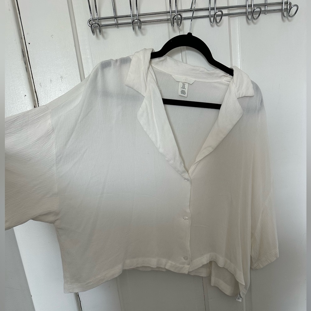 H&M Dolman Linen button up crop